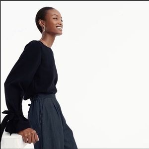 J CREW Black Tie Sleeve Relaxed Boxy Fit Sweatshirt Size Large